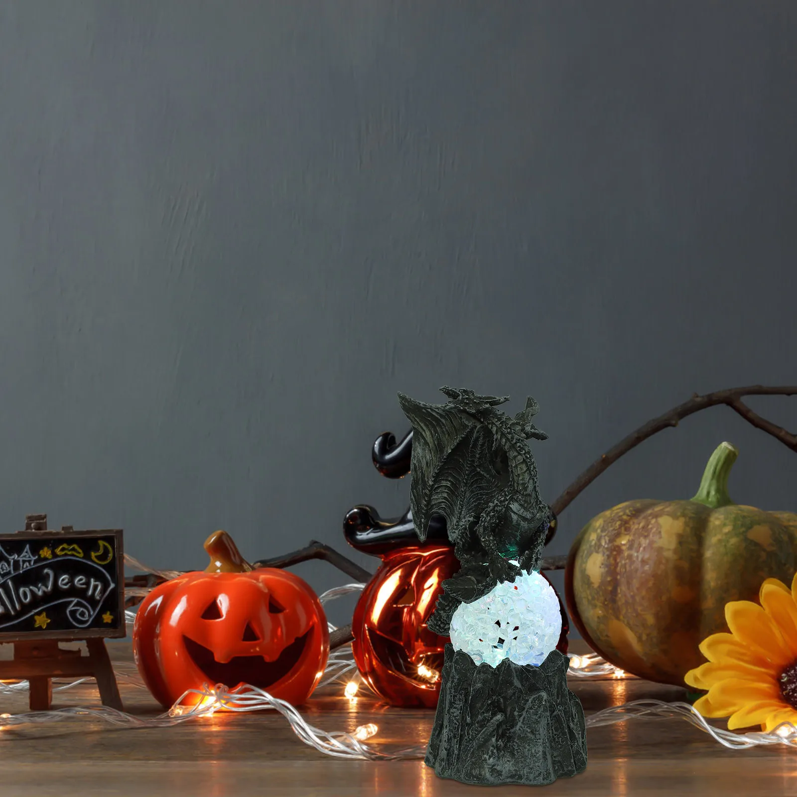 

Glowing Egg Durable Home Garden Decoration Halloween Statue Vintage Animal Craft Desktop Decor Landscape Resin Animal Ornament