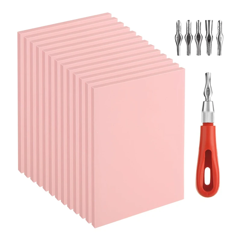 ABYN-14PCS Rubber Stamp Carving Kit With Linoleum Block Carving Tools For Printmaking,Stamp Making Kit Block Printing Kit