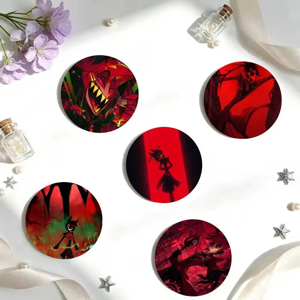 A-Alastor Hazbin H-Hotel Badges 25 32 44 58 75 mm Round Cosplay Pin Bag Decor Fans Collect Friends Gifts Brooch Souv