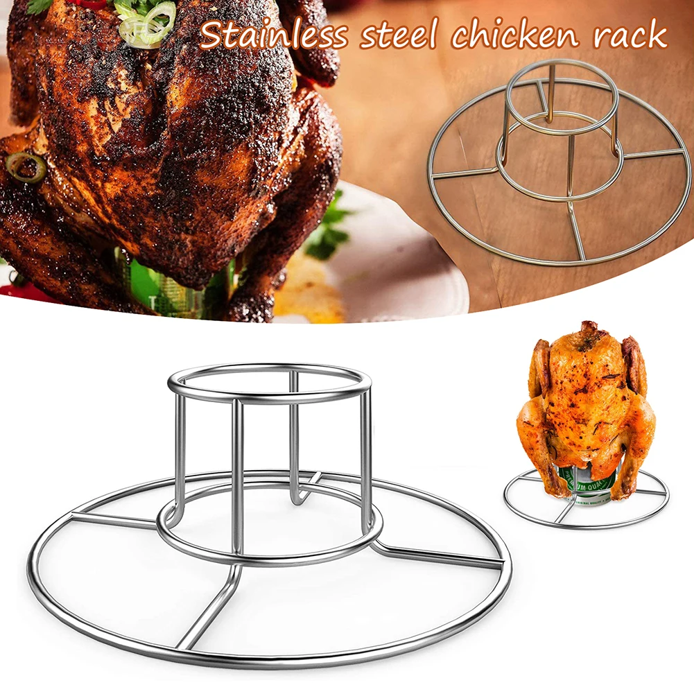 

Stainless Steel Roast Chicken Rack Labor-saving Grilling Roaster Holder For Indoor Outdoor