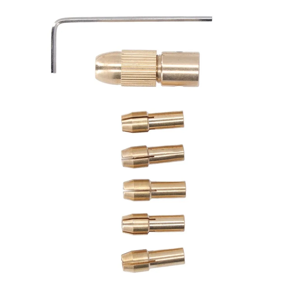 3 sets 4 Jaw Mini Drill Chuck Allen Wrench Included 0.5-3mm Capacity Electric Drill Chuck Brass Material 3.17mm Shaft Fit