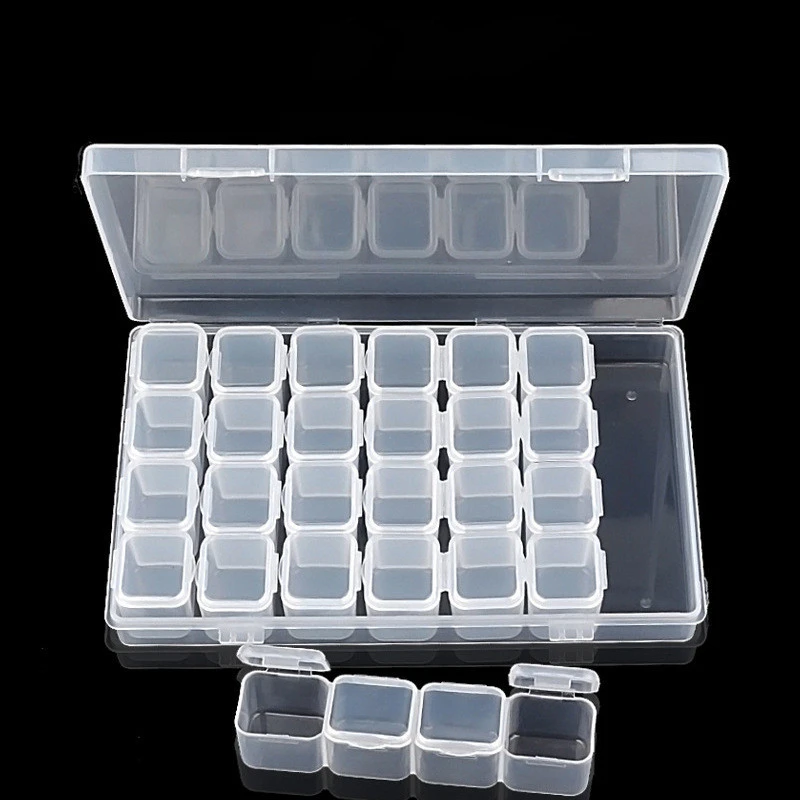 28 Compartment Adjustable Clear Plastic Storage Box For Jewelry Earrings Beads Screws Small Accessories Storage Box