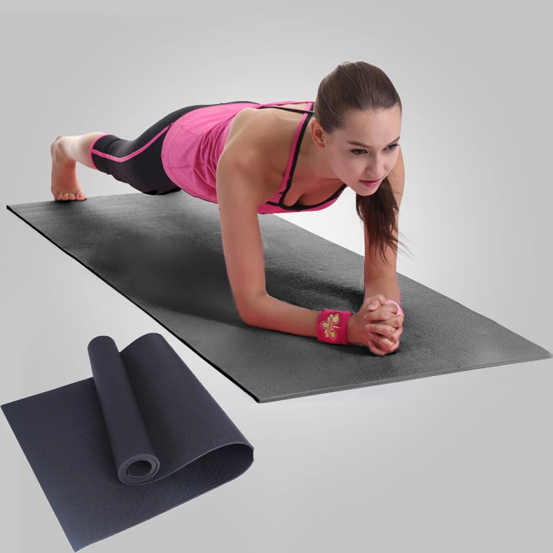 PVC High Density Yoga Mat Extra Large Wide Non-Slip Fitness Black Mat 6mm Fitness Sports Products Yoga Mat