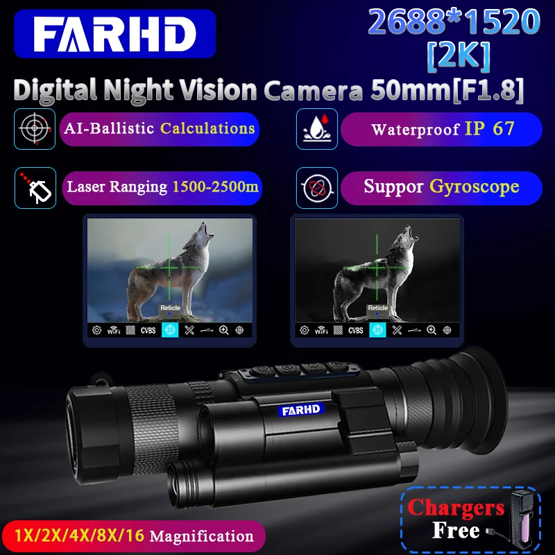 

Top Quality FARHD Startlight f1.8 16x Digital Night Vision Monocular, Mini Handheld Night Vision Device