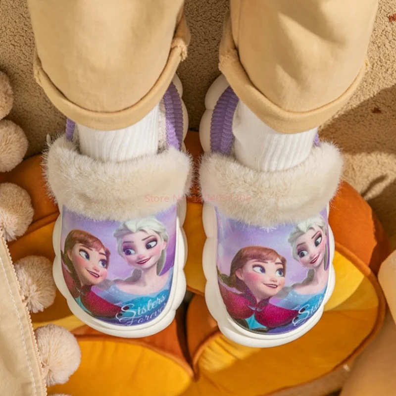 Hot Sale Frozen katoenen kinderpantoffels Winter Elsa Princess Ouder-kind meisjesschoenen Antislip thuis Warme schattige babyslippers