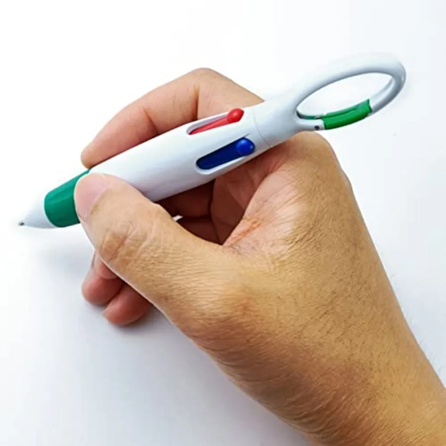 24 قطعة من أقلام المكوك البلاستيكية 4in1 أقلام حبر جاف قابلة للسحب أقلام متعددة مع سلسلة مفاتيح بإبزيم على الجزء العلوي للمكتب والمدرسة Su #3