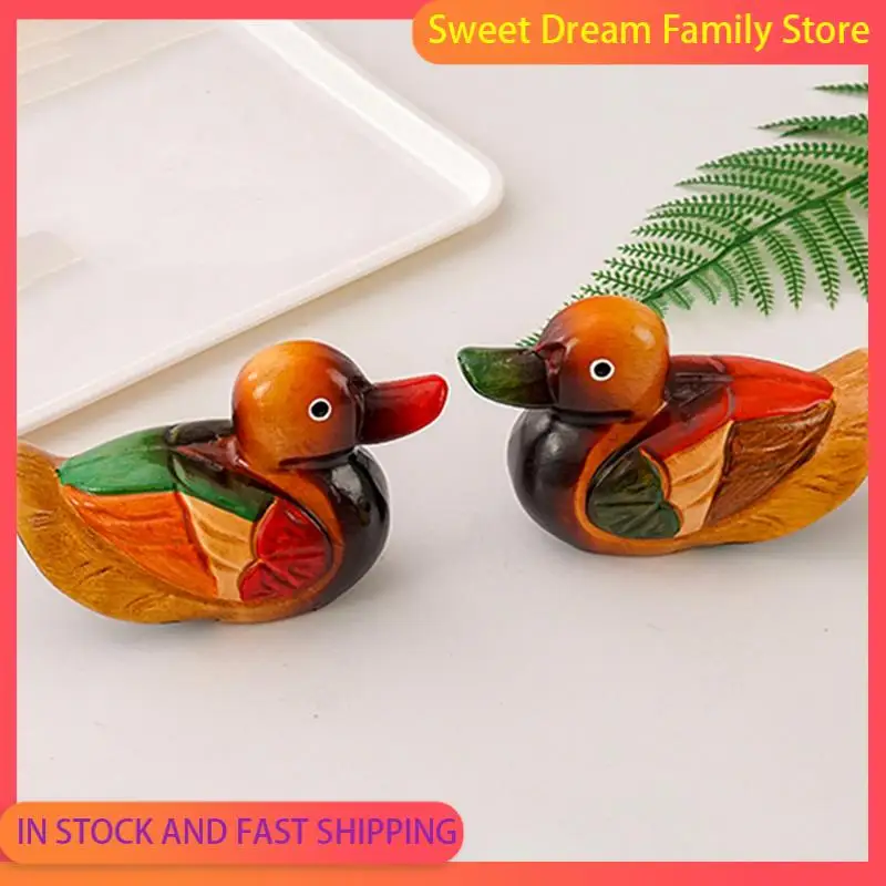 

SDFC-Wooden Mandarin Duck Model Decor 6Pcs Handmade Wedding Gift Bedside Ornament Creative Mandarin Duck Figurine