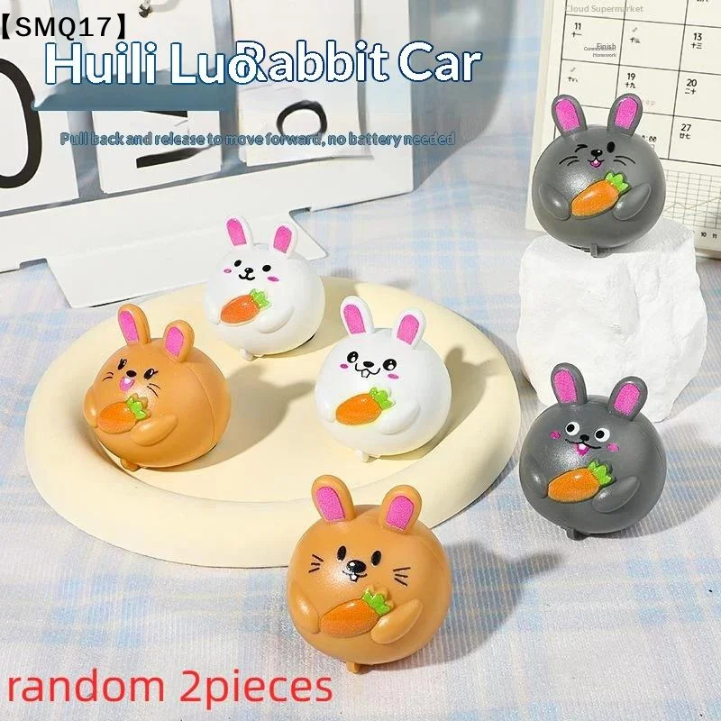 2/10Pcs Mini Cartoon Rabbit Pull Back Vehicle Cute Animal Friction Powered Toys For Kids Birthday Gift Party Giveaway Prizes