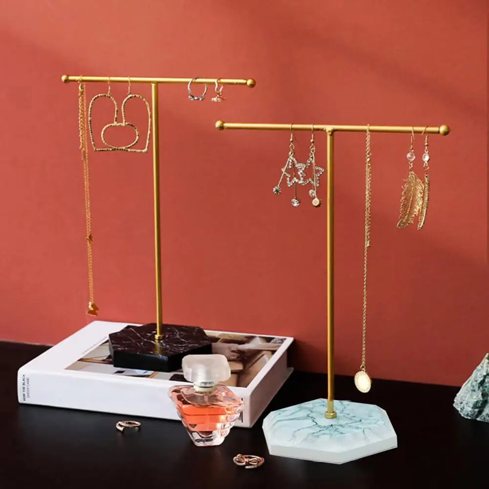 Earring Display Stand Stylish Earring Organizer Elegant Metal T-shaped Jewelry Display Stand with for Necklace for Jewelry