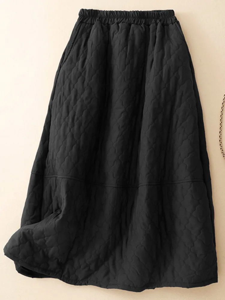 

Thiened зимняя юбка трапециевидной формы, женская теплая юбка с высокой талией в стиле ретро с ромбовидным узором, корейские юбки Sle Ci для поездок на работу