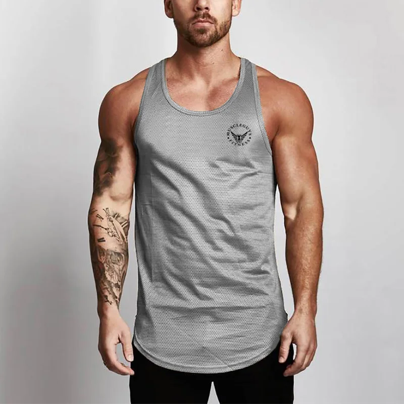 FITNESS SHARK Casual Breathable Sleeveless T-Shirt Men's Icy Thin Running Sports Bottoming Vest