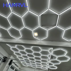 Garage lighting hexagonal LED car detail light 110V-245V honeycomb hexagonal ceiling light adjustable car wash beauty station