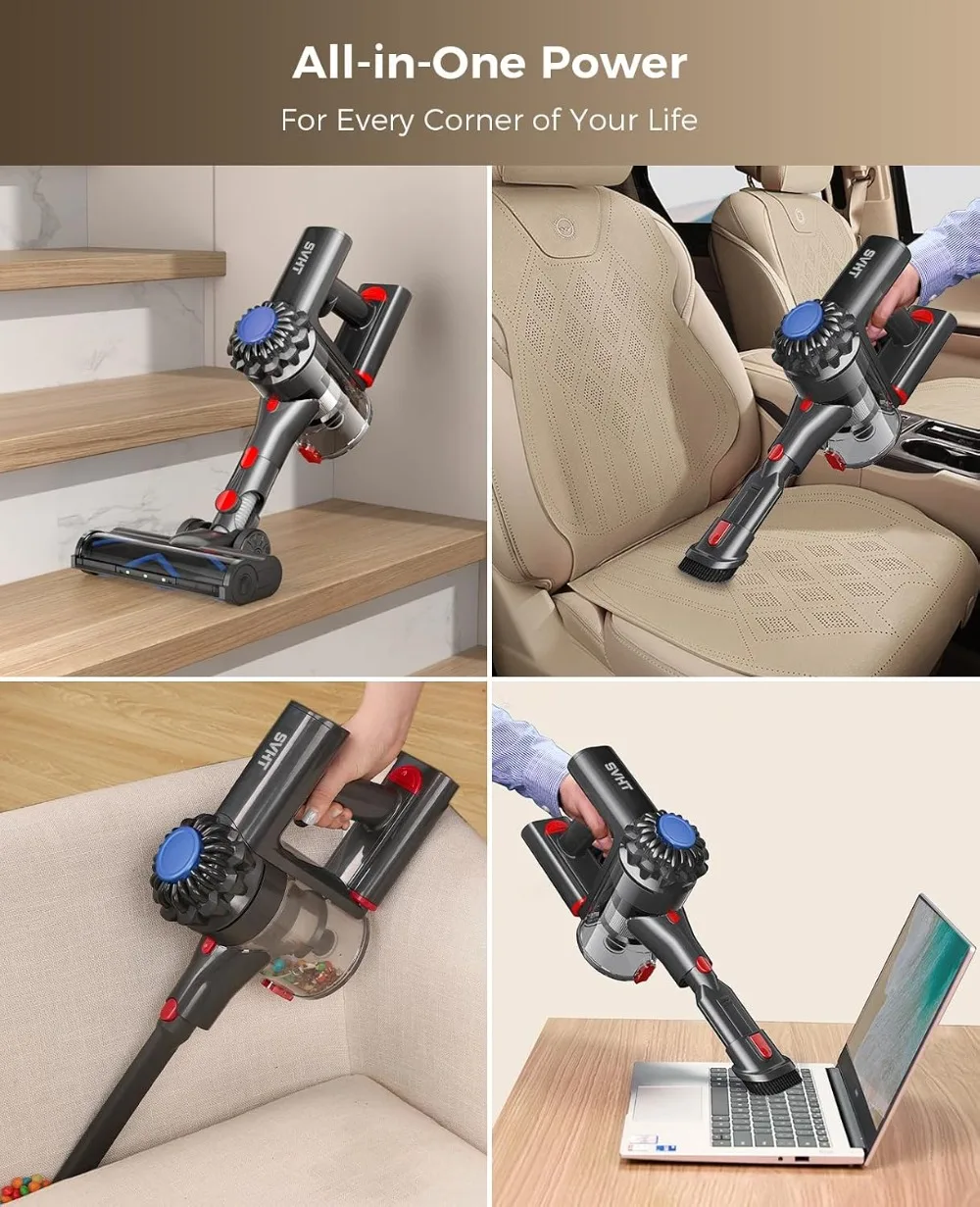 45KPA Cordless Vacuum, 45Mins Runtime, Anti-Tangle Brush, LED Display, for Home & Pet Hair view 5