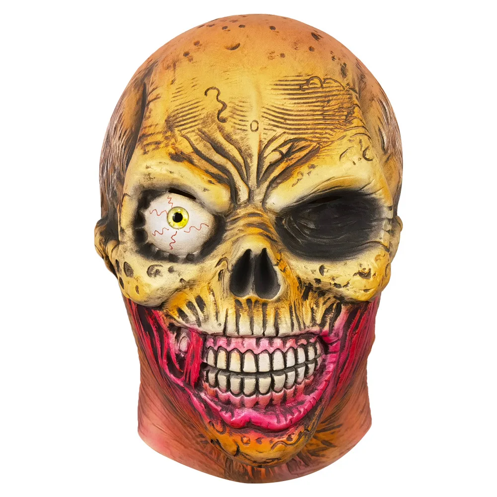 Funny Eyes alone head Masks Cosplay Accessories Halloween Party Carnival Skull Yellow Latex Mask Masquerade For Men Women