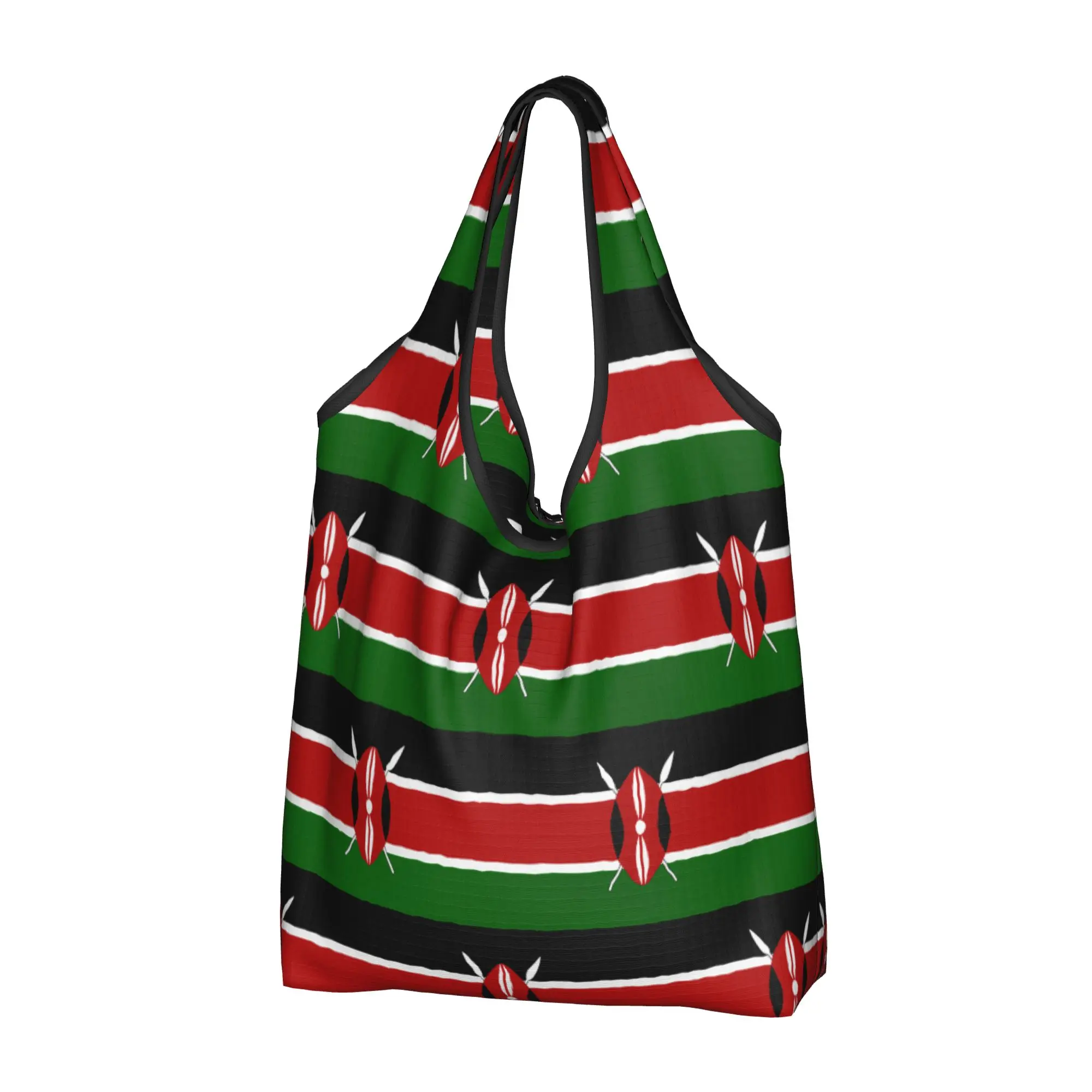 Recycling Kenya Flag  Shopping Bag Women Tote Bag Portable Kenyan Patriotic  Groceries Shopper Bags