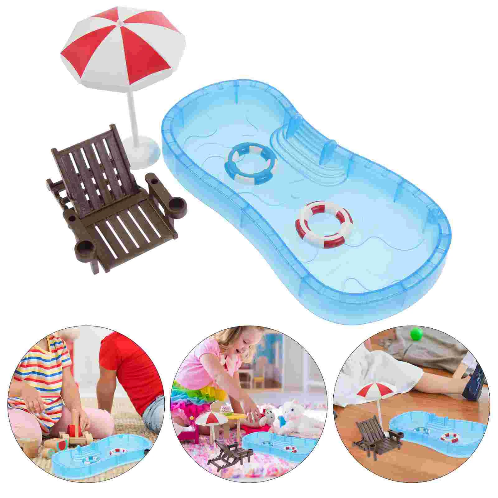 House Beach Chair Swimming Pool Mini Furniture Model Accessories Tiny Plastic Micro Scene Ornaments Toddler Miniature