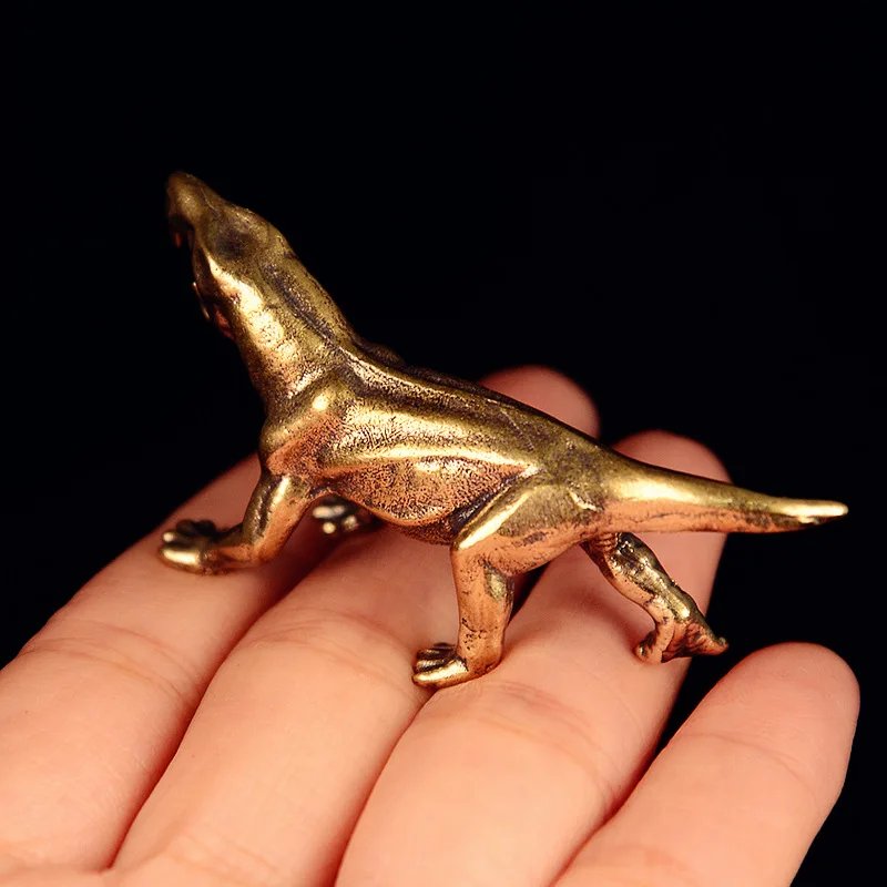 Solid Brass Jurassic Dinosaur Ornament Personality Pure Brass Desktop Tea Pet Decoration Old Brass Artifact Instant Win