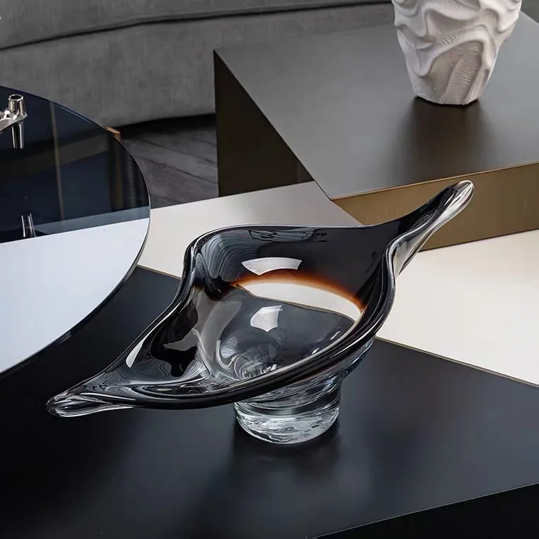 Modern minimalist transparent glass fruit plate model room wine cabinet ornament sales office display