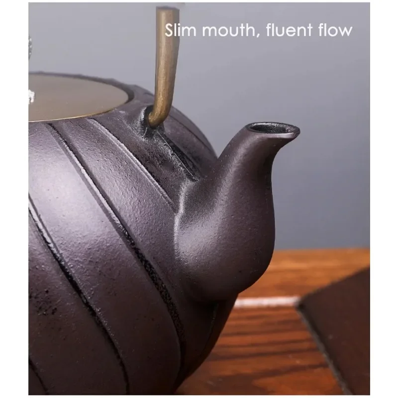 1.2L Japanese Style Iron Kettle Copper Lid Cast Iron Teapot With Filter Handmade Home Pig Iron Boiling Kettle