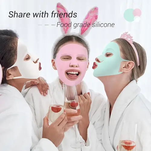 Imagen 2 del producto Maitys 5 Mascarilla facial de silicona reutilizable para mascarillas de hojas, mascarilla facial hidratante antiarrugas, herramienta de cuidado de spa de belleza para el cuidado de la piel