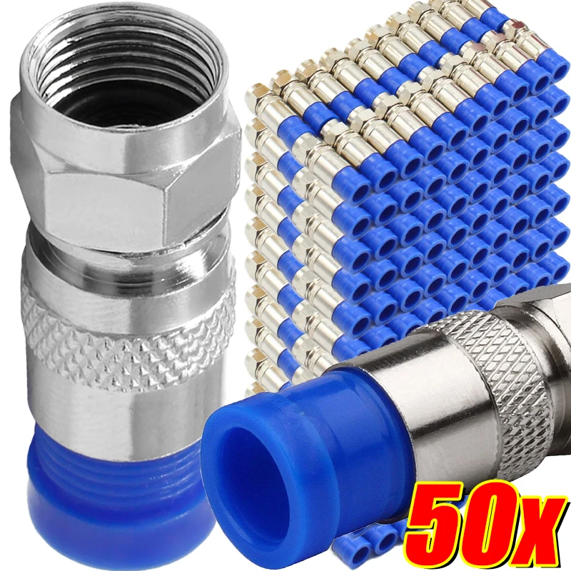 Waterproof RG6 Compression F Connector Anti Corrosion Stainless Steel Compression Fitting Digital Video Broadband Internet Cable