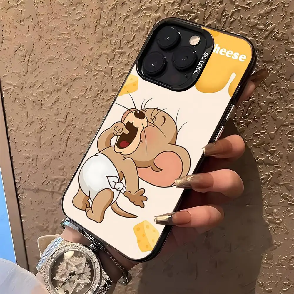 Cartoon T-T-TomS J-J-JerryS Phone Case for iphone 18 17 16 E 15 14 13 12 Pro Max Air Plus mini black silver hard shell Cover view 2