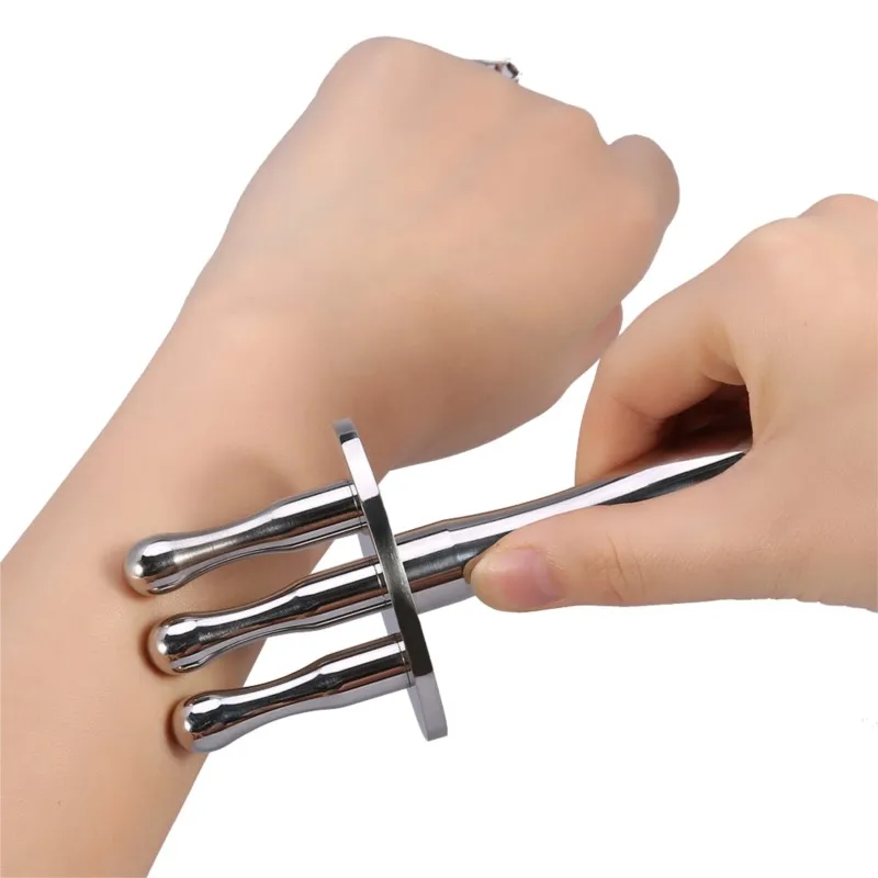 3 Fork Magnetic Therapy Stick 304 Stainless Steel Meridian Point Magnetic Massage Stick for Clearing Lymphatic Forks