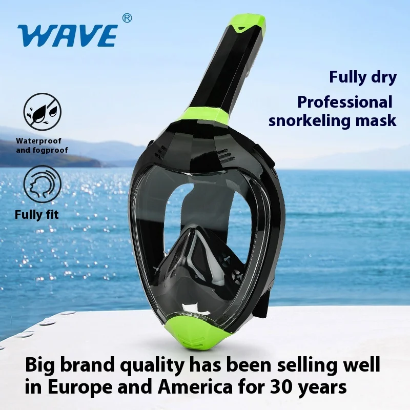 WAVE Professional Diving Equipment Free Diving Mask Hd Full Dry Breathing Swimming Large Frame Anti-Fog Snorkeling Masks