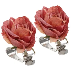 2Pcs Blue Modern Curtain Tiebacks With Rose Flower Clips For Drapery Decorative Accessories Home Hotel Decoration Buckle Drapery