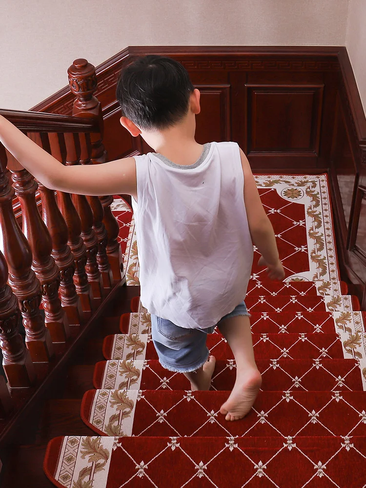 European staircase floor mat self-adhesive anti-skid solid wood carpets blanket 1set / 13pcs Custom made staircase pad mat rug