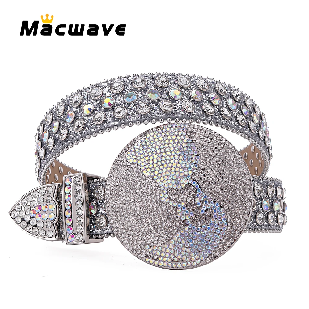 Western Rhinestone Belts Fashion Luxury Strap Cowgirl Cowboy PU Leather Bling Cummerbunds Ceinture Homme Belt for Men