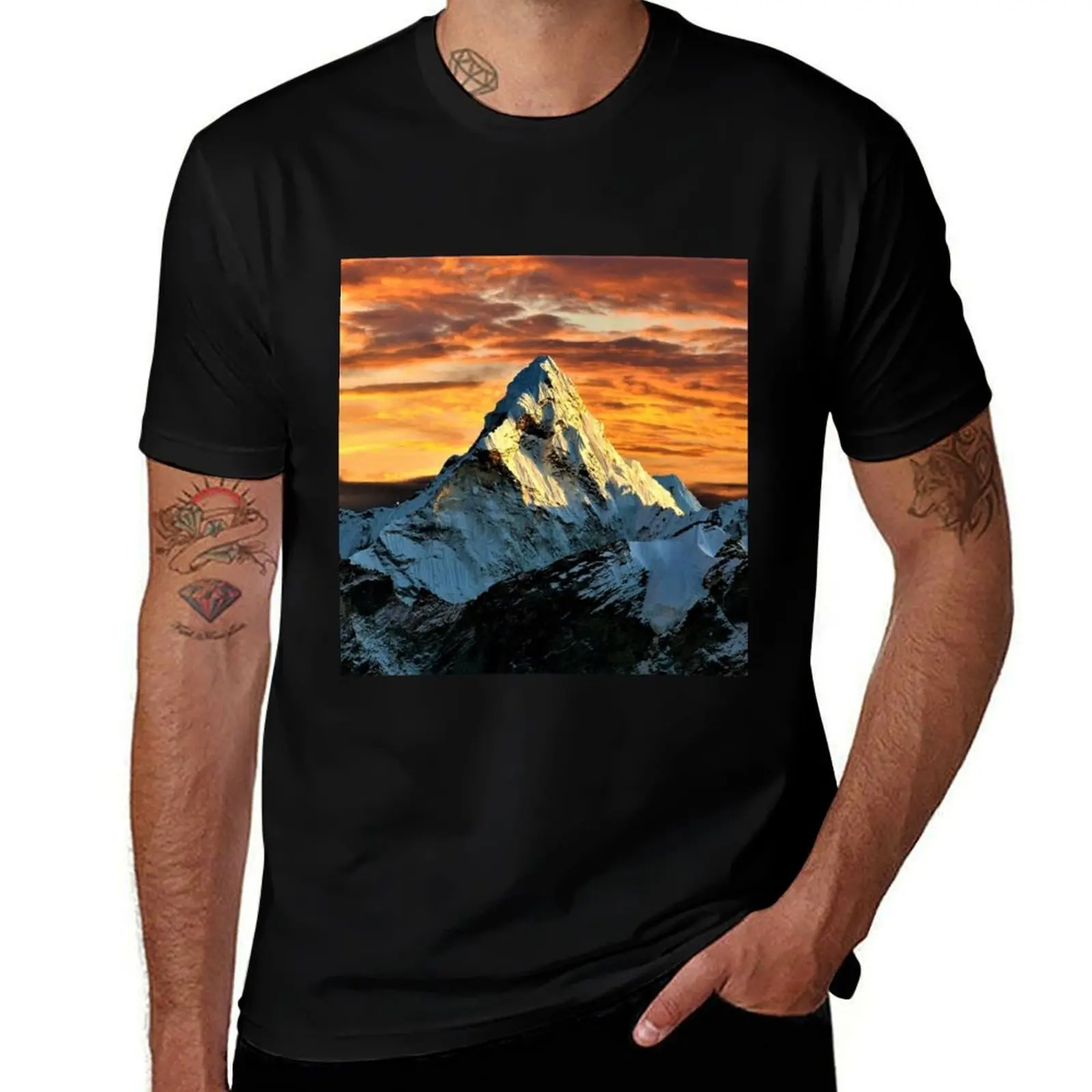 Mount Ama Dablam at sunset on the way to Mount Everest Matterhorn of the Himalayas color photograph / photography T-Shirt