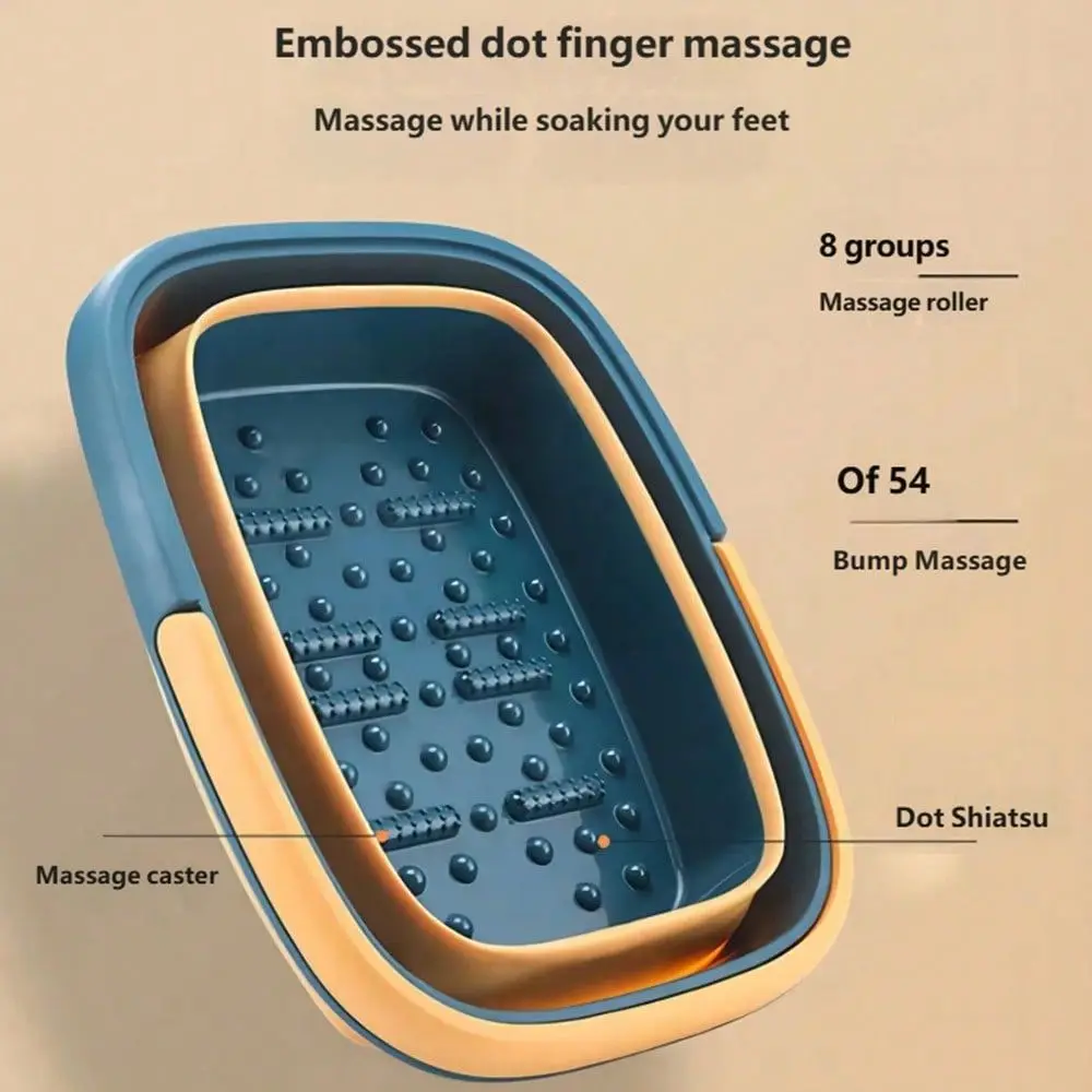 Foldable Foot Bath Basin Designed For Foot Soaking, Equipped With Plastic Tub With Handle And Built-In Acupressure Massage Points, Can Relieve Pain, Suitable For Foot Massage And Home Spa Care - view 4