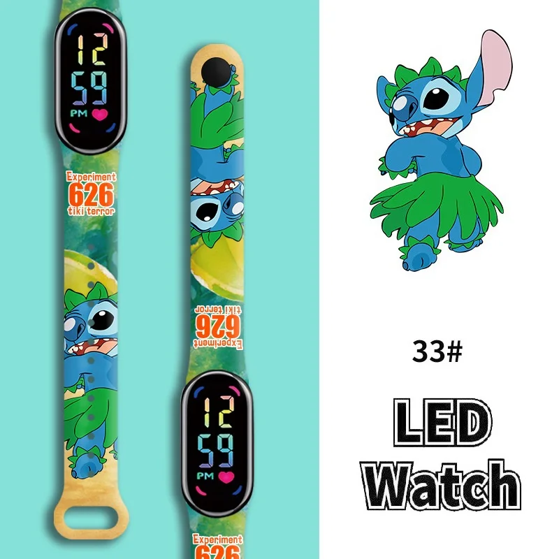 

Disney Digital Kids' Watches Anime Figures Stitch LED Luminous Watch Touch Waterproof Electronic Sports Watch Kids Birthday Gift