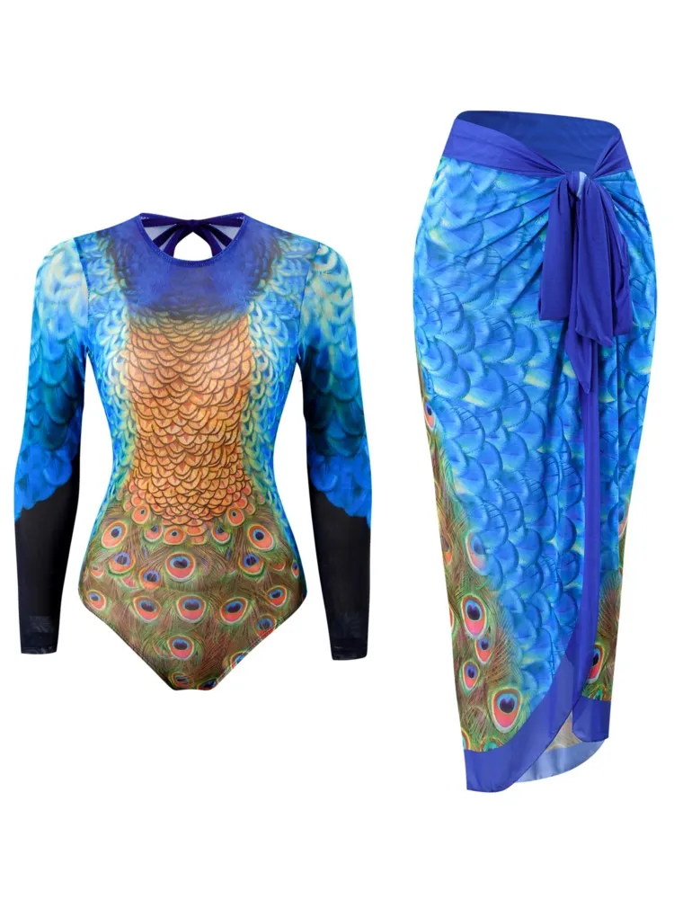 Maille rétro Bikini imprimé mode maillot de bain et couvrir avec jupe serré femmes pansement été plage luxe élégant 2026