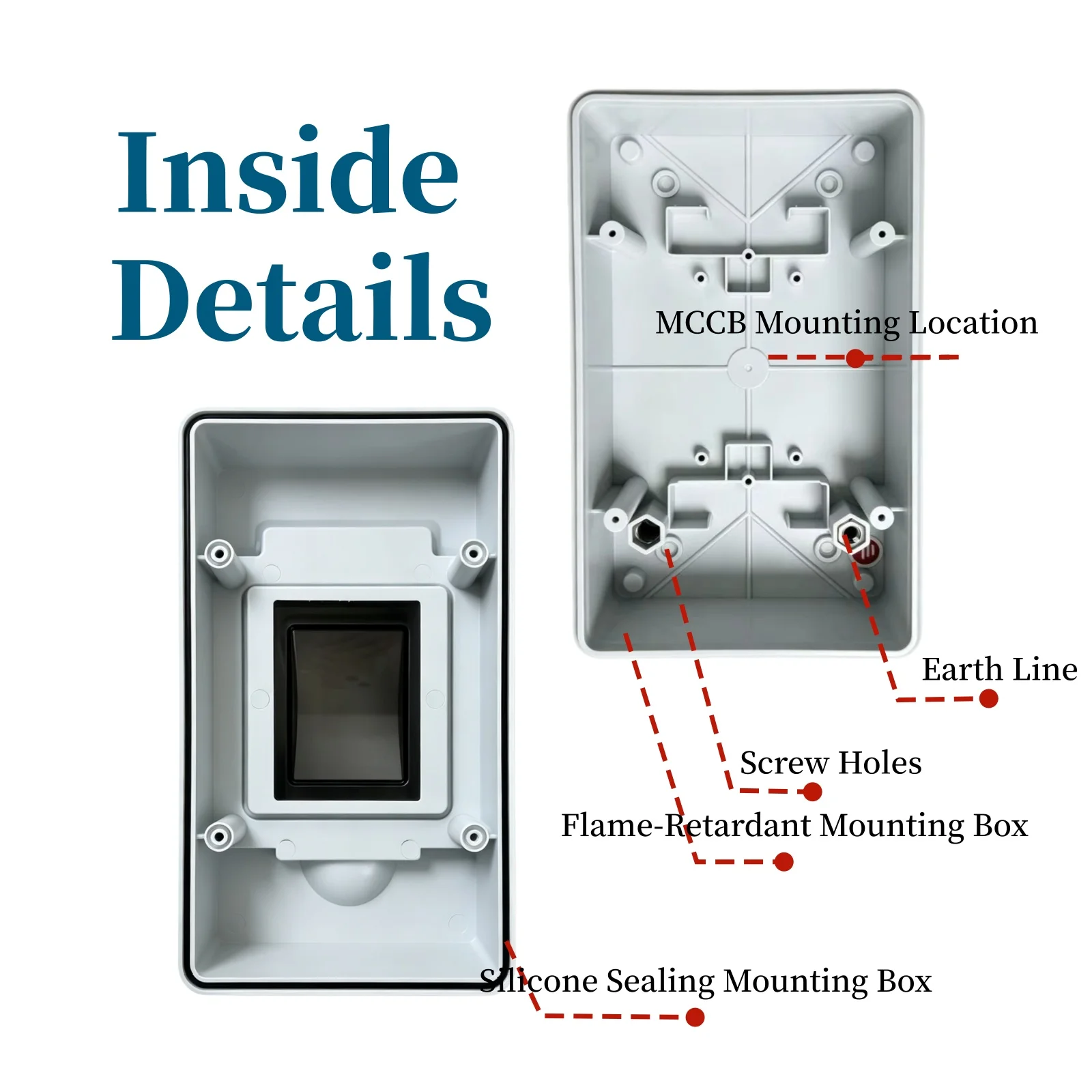 IP65 DC MCCB-Schutzschalter 125A 200A 250A Outdoor-Gehäuse Wasserdichtes Schutzgehäuse Verteilungsbox für 125A/200A/250A Schutzschalter – Detail 3