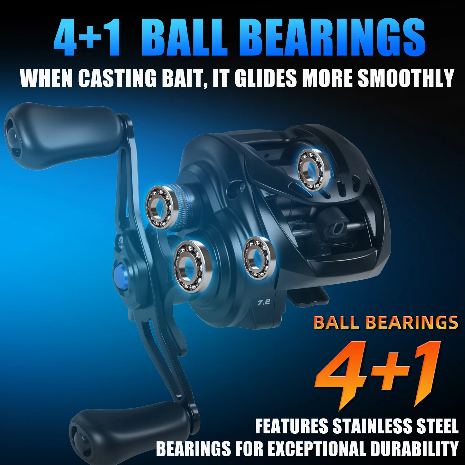Carrete de pesca Sougayilang SSX-DC – Freno electrónico, relación 7.2:1, arrastre 10 kg - imagen 4