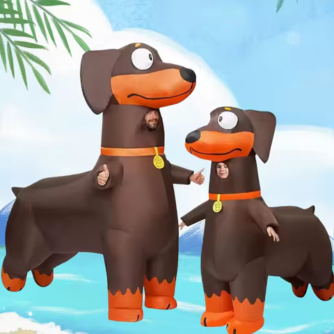 Funny Sausage Dog Inflatable Costume Role-Playing Animal Themed Party Inflatable Dog Outfit Festival Dress-Up Set