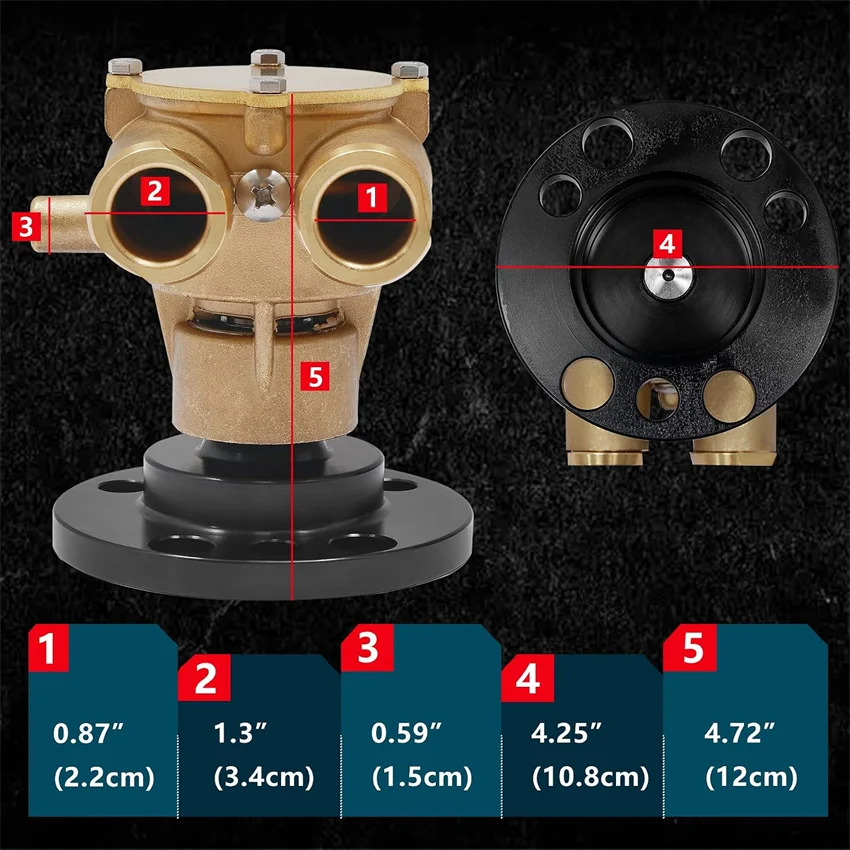 ANX Rohwasserpumpe, Kurbelmontierte V8-Kühlpumpe, Passend für OMC Johnson Sherwood Volvo Penta Jabsco, Ersetzt # 856513 3860703 F6B-9 – Detail 4