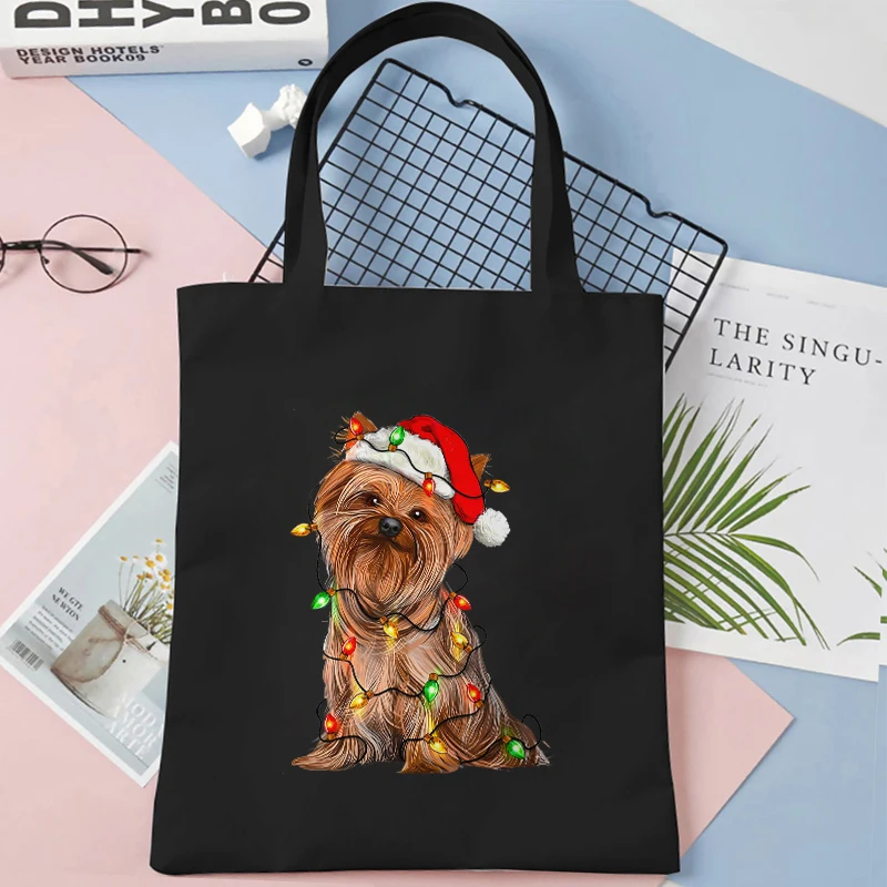 Christmas Labrador Retriever Canvas Tote Bag Gift for Dog Mom Shopping Bag Dog Lover regalo di natale borsa a tracolla femminile da donna