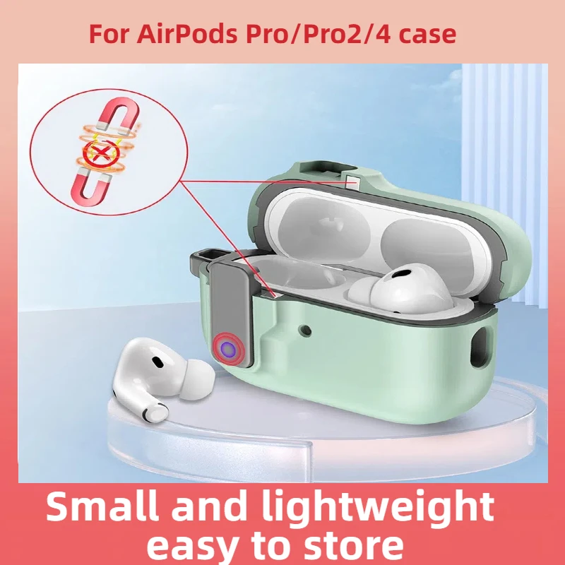 

Durable Flip Cover Bluetooth Headphone Case with Lock - Anti-Shock for AirPods Pro/Pro2/4 - Protective Shell with Precise Fit