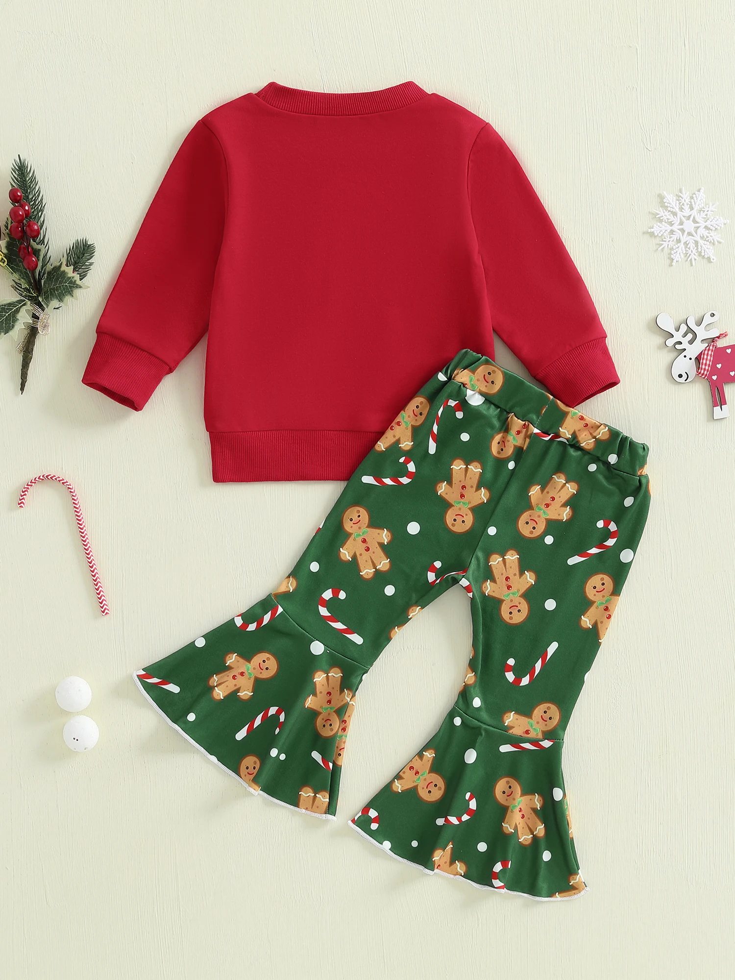 

Рождественский наряд для девочек, топы с длинными рукавами и круглым вырезом, леггинсы с принтом оленей и снежинок, комплекты праздничной зимней одежды