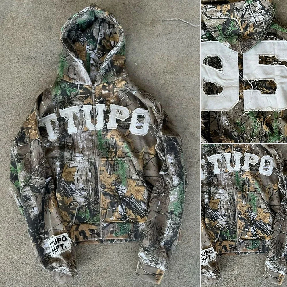 الرجعية Y2K مقنعين البلوز الخريف الشتاء الأمريكية أزياء العلامة التجارية إلكتروني طباعة عارضة نمط شارع العليا للأزواج