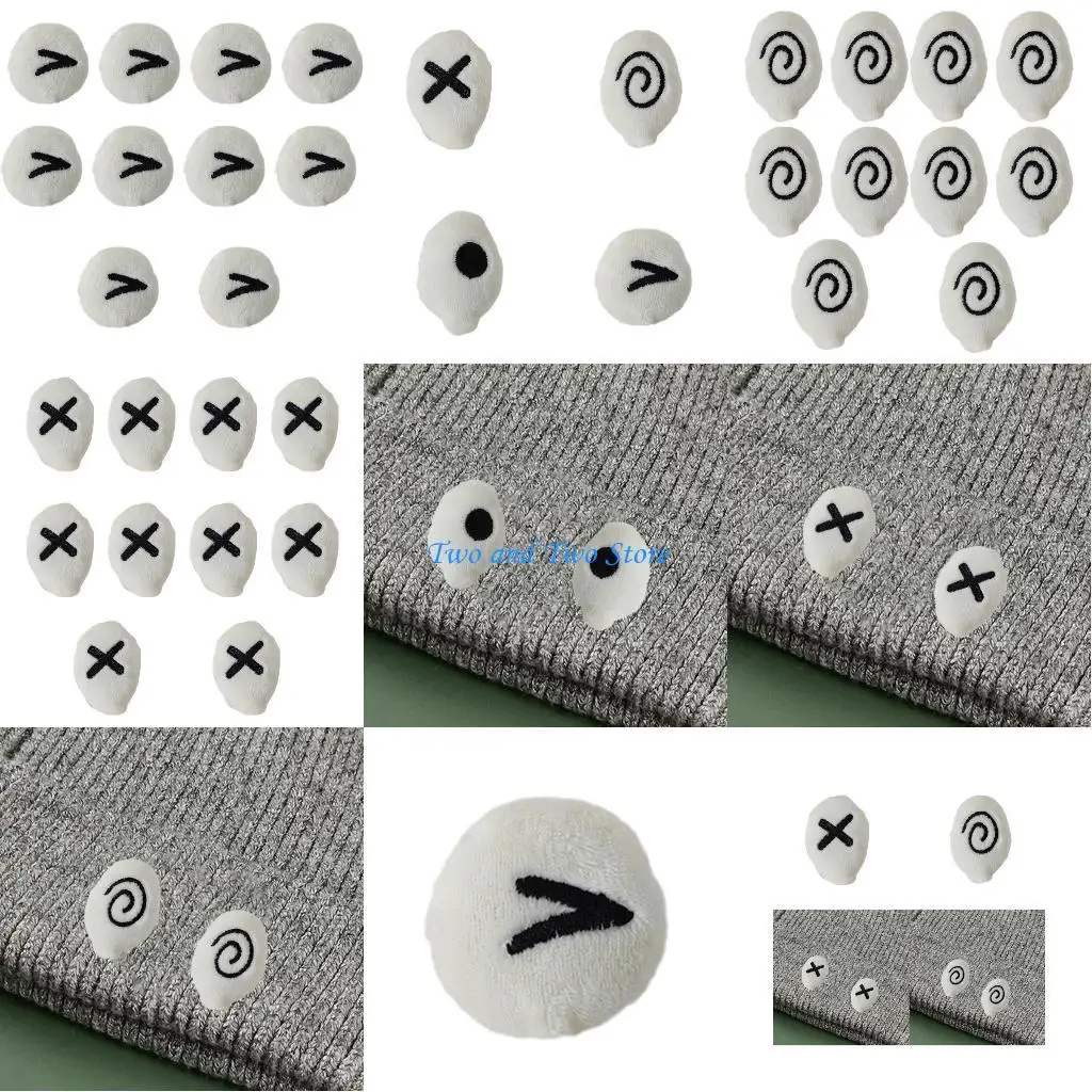 

HX6F 10x Cartoon Eyes Charm Plush Headband DIY Hair Accessories Embellishments