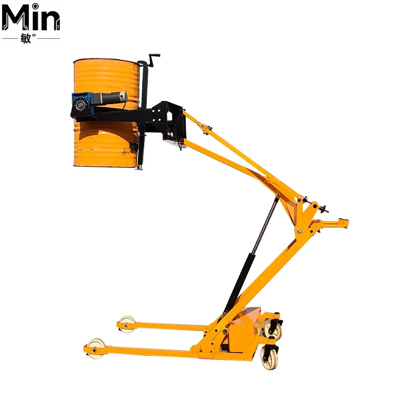 350kg Capacity Industrial Curved Arm Elevated Stacker Small Manual Foldable Hydraulic Hand Push Oil Drum