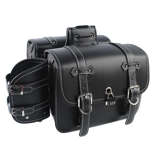 Imagen 2 del producto Alforja Universal negra para motocicleta, bolsas laterales de gran capacidad, herramienta de almacenamiento para Harley Sportster XL 883 Honda Yamaha Suzuki