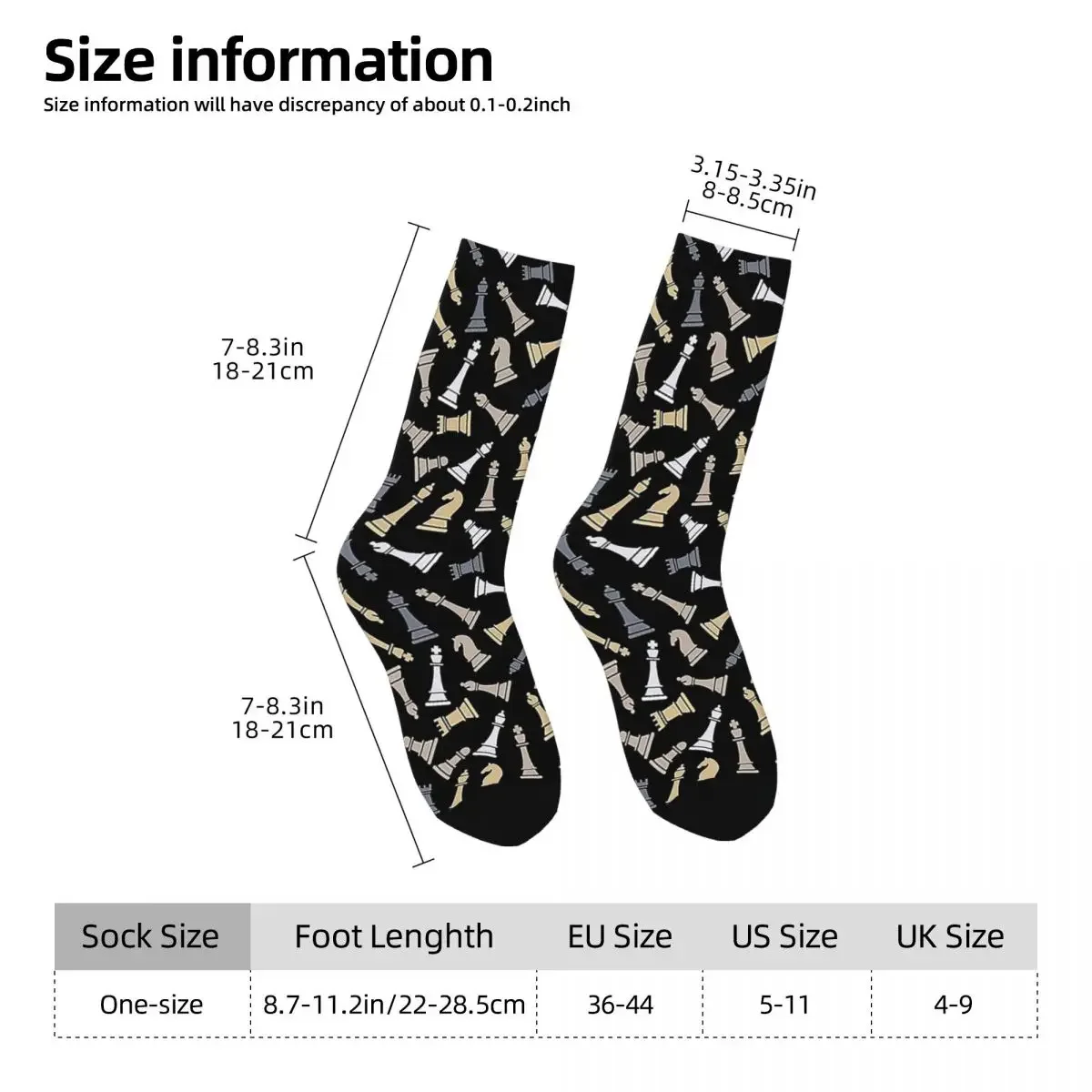 Schachfiguren Socken Harajuku hochwertige Strümpfe ganzjährig lange Socken Zubehör für Unisex-Geschenke