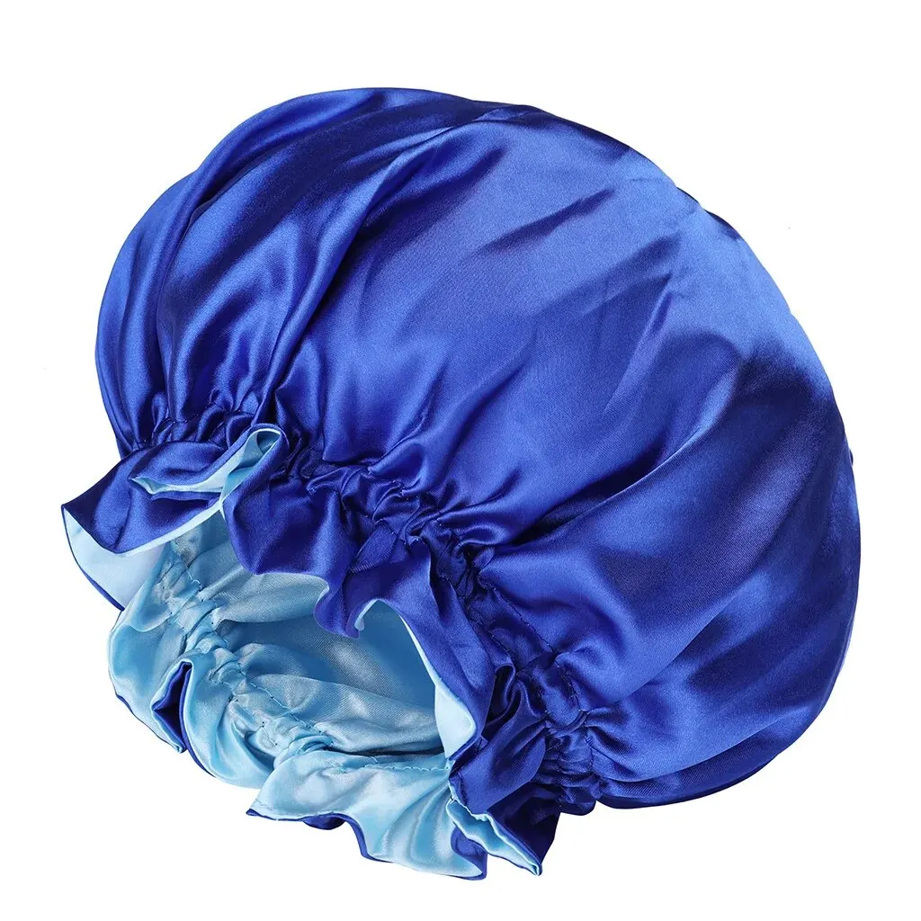 【Hot sales】New Extra Large Double-Layer Satin Nightcap Women European and American Special Large round Cap Chemotherapy Cap