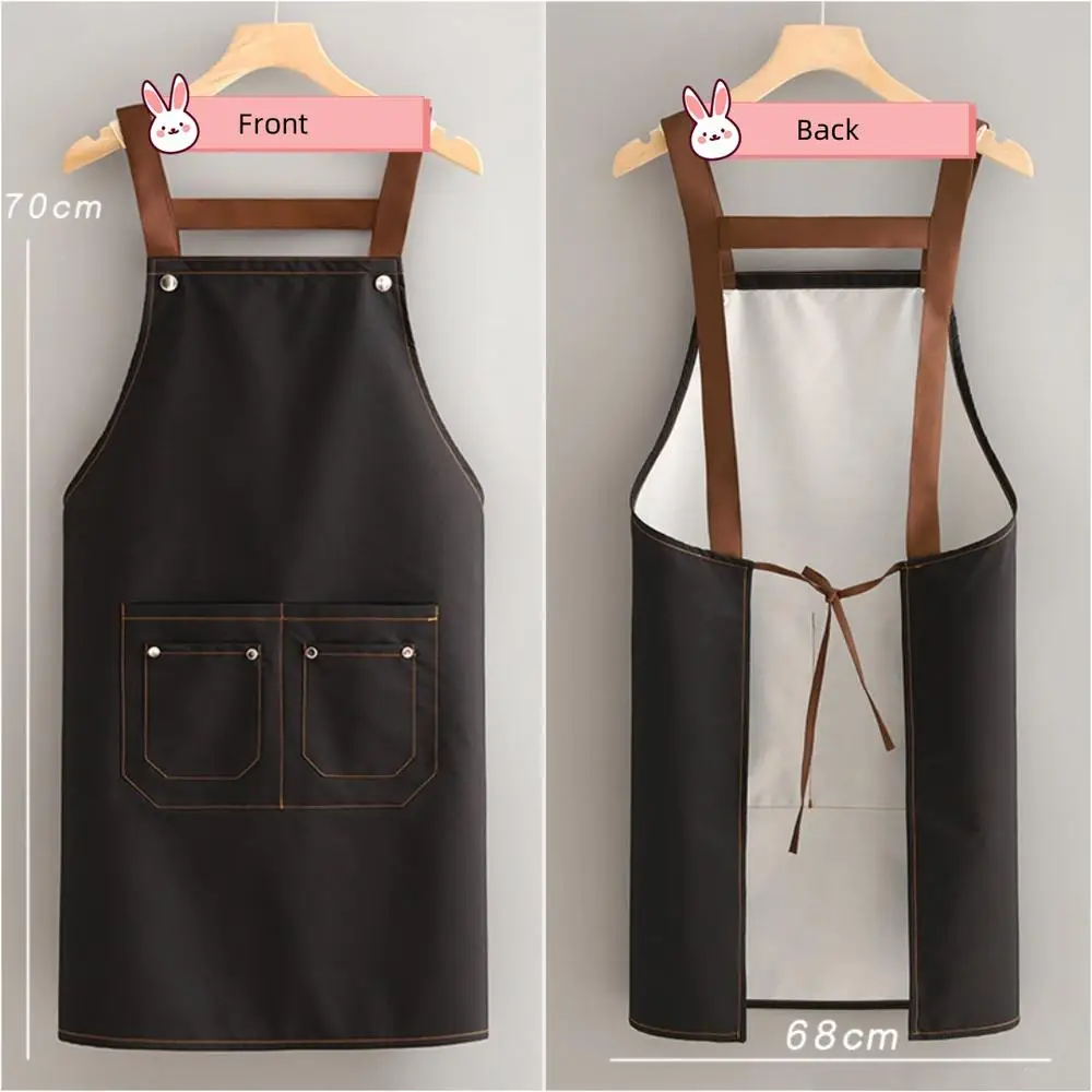 Fashion Waterproof Apron with Front Pocket Household Kitchen Stain Resistant Apron Catering Working Clothes for Women and Men