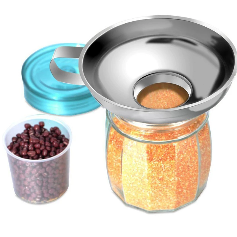 MALL 2 Pcs Set Funnel for Wide and Regular Jars Useful Stainless Steel Wide Mouth Canning Funnel Large Mouth Funnels for Beans S